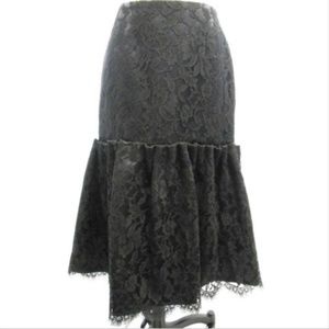 Custom Made midnight blue skirt w/ black lace sz 4